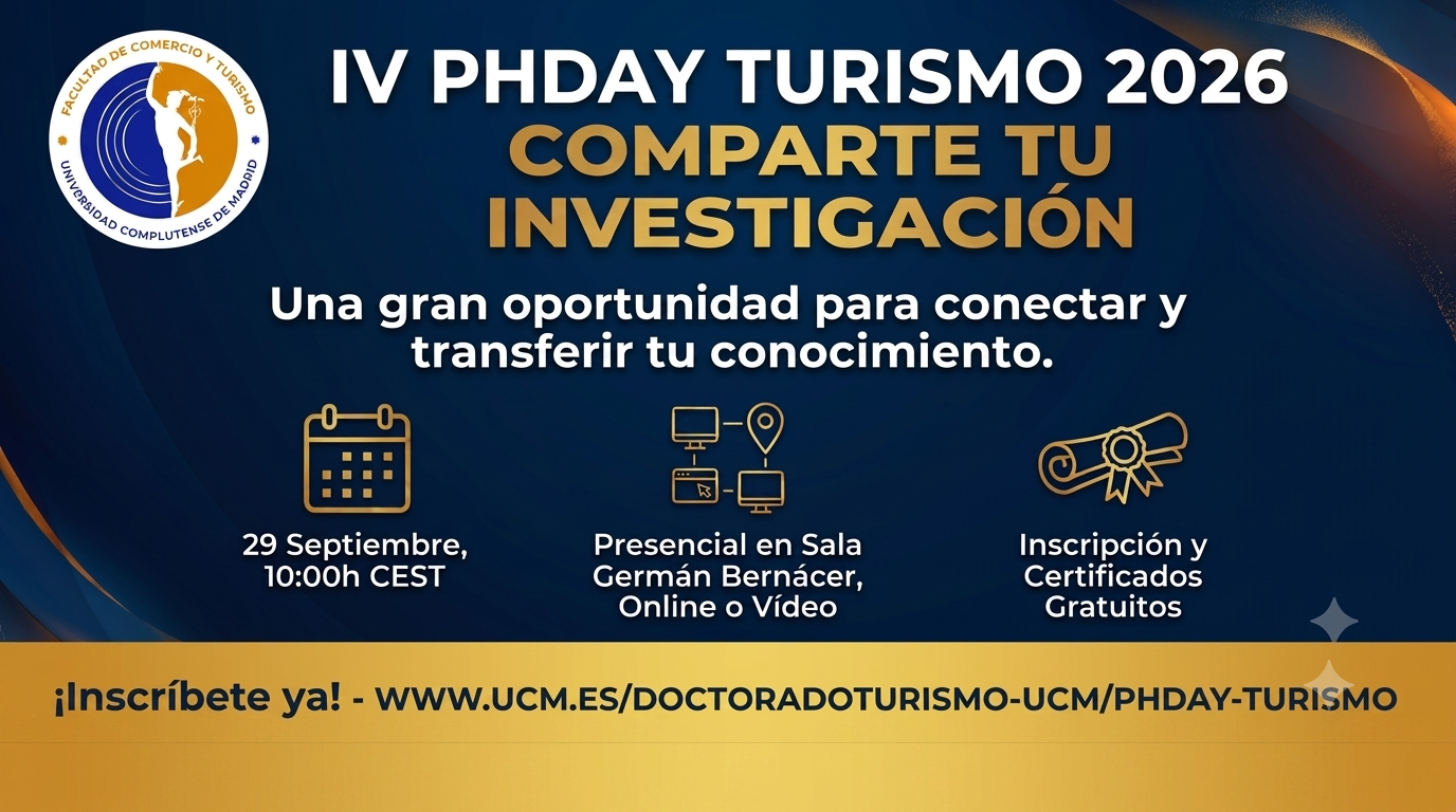 Abierta la inscripción para el IV PhDay Turismo 2026 de la Facultad de Comercio y Turismo